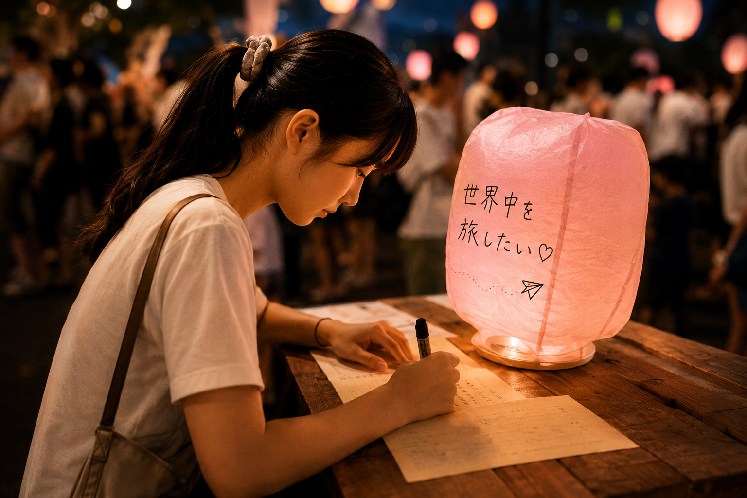 願いを書く手元