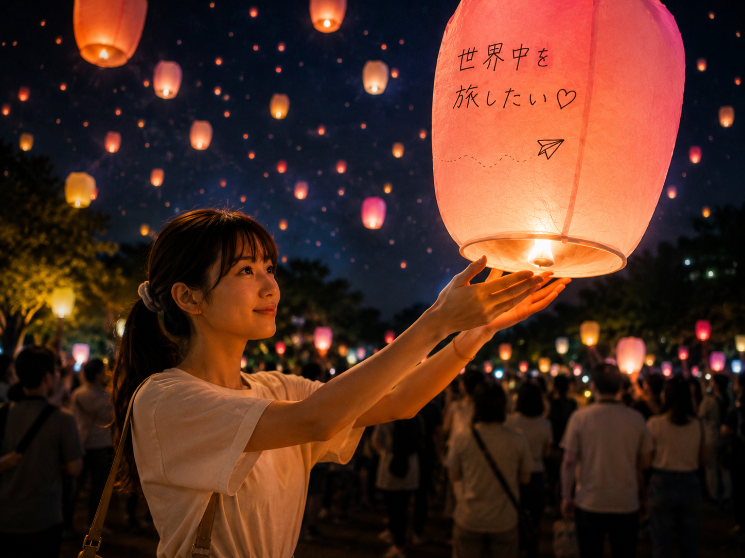 空へ放つランタン